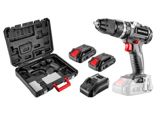 Wiertarko-wkrętarka akumulatorowa bezszczotkowa z udarem Energy+ 18V zestaw GRAPHITE