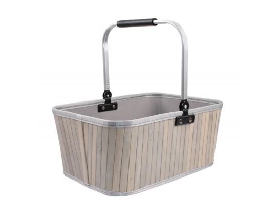 Kosz zakupowy bambusowy szary 40 x 30 x 43 cm