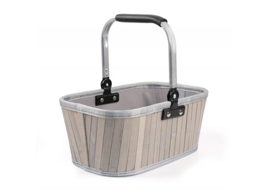 Kosz zakupowy bambusowy szary 31 x 22 x 33 cm