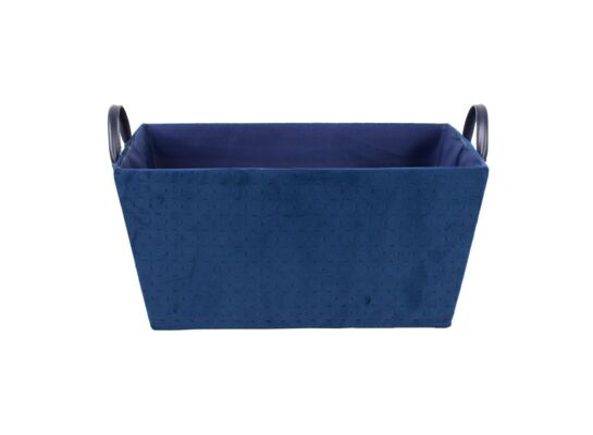 Koszyk velvet z uchwytami prostokątny niebieski 18 x 25 x 38 cm