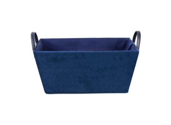 Koszyk velvet z uchwytami prostokątny niebieski 15 x 21 x 34 cm