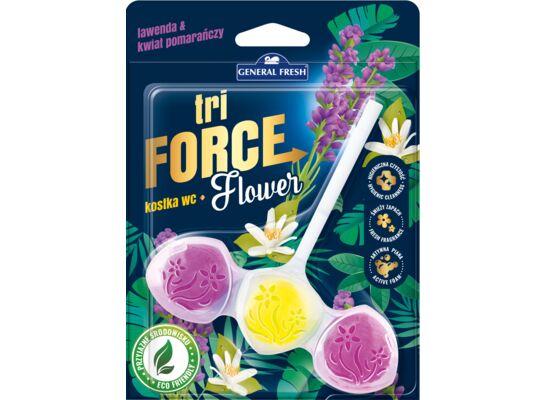 Kostka do WC TRI FORCE FLOWER 45 g lawenda i kwiat pomarańczy
