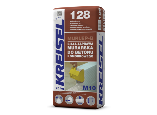 Zaprawa murarska do betonu komórkowego murlep-b 128 m 10 biała 25 kg KREISEL