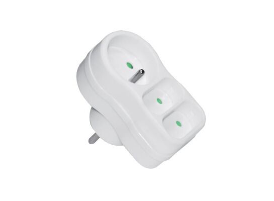 Rozgałęźnik 1GN z uziemieniem okrągły płaski 16A + 2GN bez uziemienia ELEKTRO