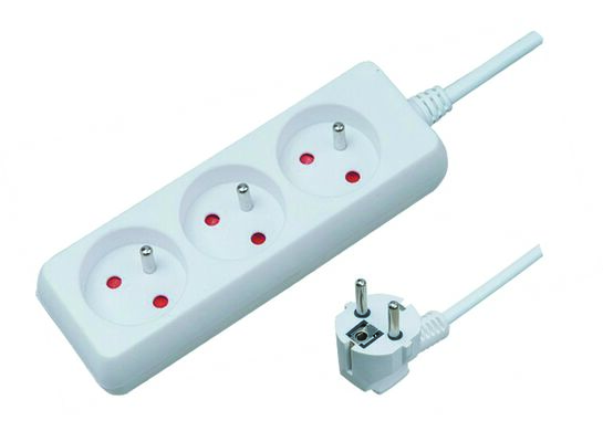 Przedłużacz 3 gniazda 3 m z uziemieniem z przesłonami gniazd biały ELEKTRO