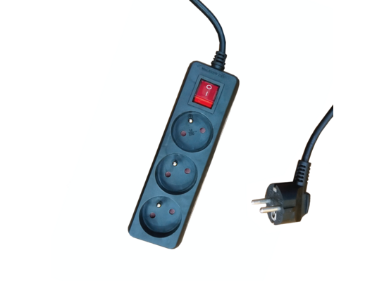 Przedłużacz 3 gniazda 3 m z uziemieniem z przesłonami gniazd z włącznikiem czarny ELEKTRO