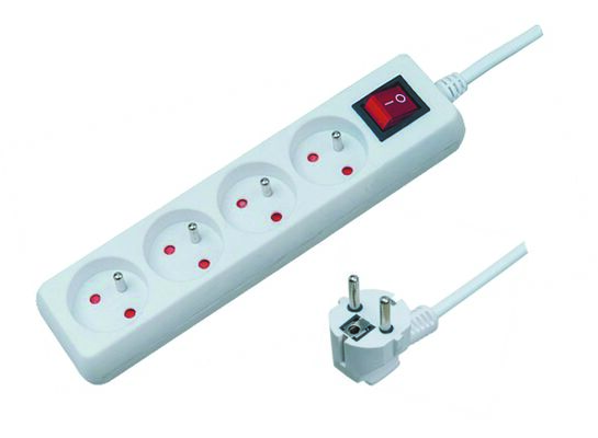 Przedłużacz 4 gniazd 5m z uziemieniem z przesłonami gniazd z włącznikiem biały ELEKTRO