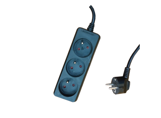 Przedłużacz 3 gniazda 3 m z uziemieniem z przesłonami gniazd czarny ELEKTRO