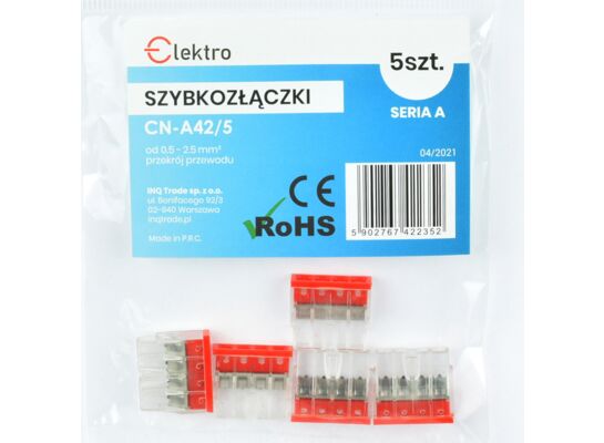 Szybkozłączka CN-A42 4x0,5-2,5 mm drut (opk 5szt) ELEKTRO
