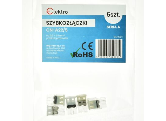 Szybkozłączka CN-A22 2x 0,5-2,5 mm drut (opk 5 szt)
