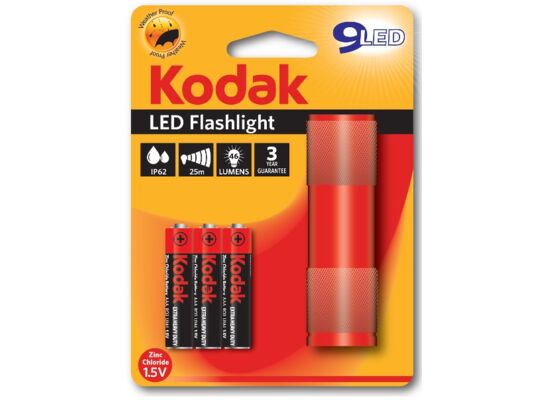 Latarka 9-LED + 3 Bateria AAA czerwona KODAK