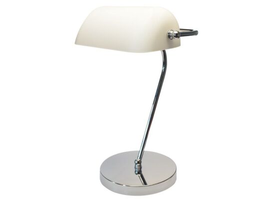 Lampka gabinetowa E27 BANKER chrom/biały Nilsen