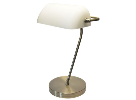 Lampka gabinetowa E27 BANKER mosiądz/biały Nilsen