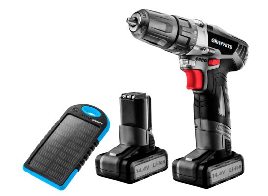 Wiertarko - wkrętarka akumulatorowa 2 x 14,4 V, Li-Ion / 1,5 Ah, torba GRAPHITE