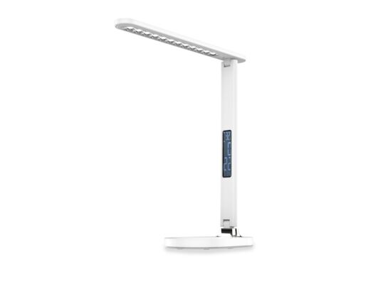 Lampka biurkowa LED z wyświetlaczem biała