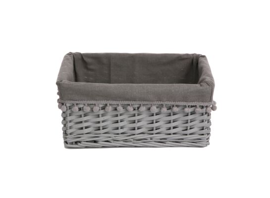 Koszyk szary z pomponami 36 x 27 x 16 cm szary