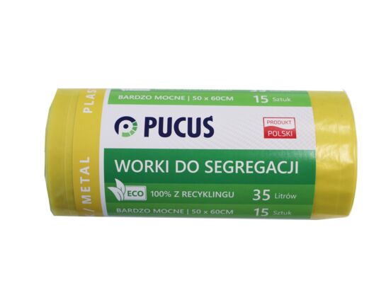 Worek do segregacji Ldpe 35 l 15 szt. żółty Pucuś