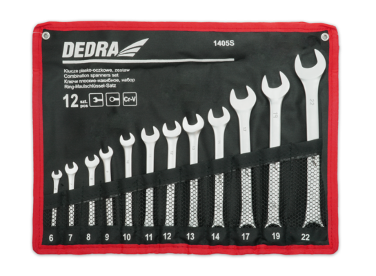 Zestaw kluczy płasko-oczkowych CrV 12 szt. w pokrowcu