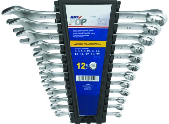 Zestaw kluczy płasko-oczkowych CrV 12 szt.