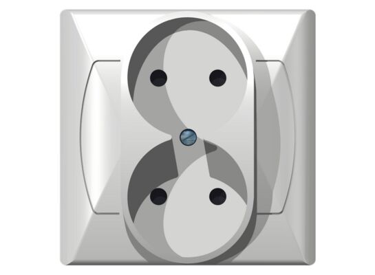 Gniazdo podwójne AKCENT białe bez uziemienia