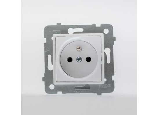 Gniazdo wtyczkowe pojedyncze ROSA białe z uziemieniem bez ramki