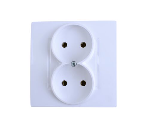 Gniazdo wtyczkowe podwójne ROSA białe bez uziemienia