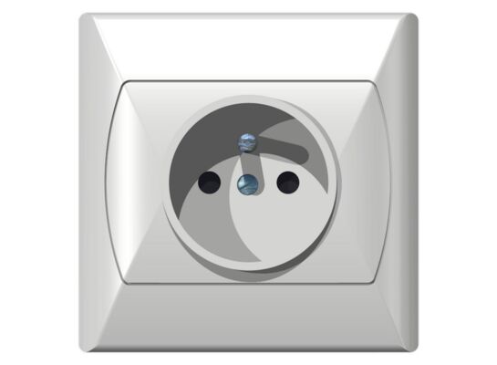 Gniazdo pojedyncze AKCENT białe z uziemieniem