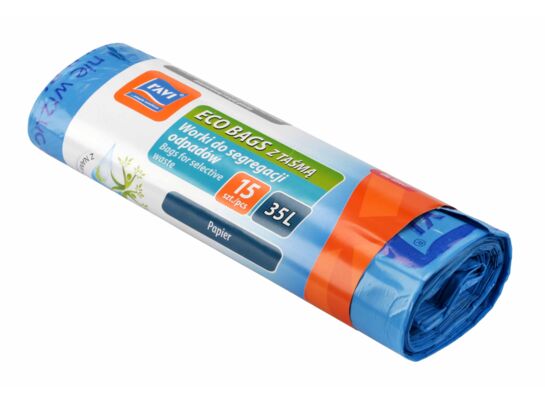 Worki do segregacji z taśmą 35L, 15 szt. niebieskie (papier)