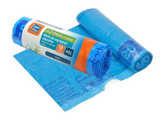 Worki do segregacji z taśmą 60L, 10 szt. niebieskie (papier)