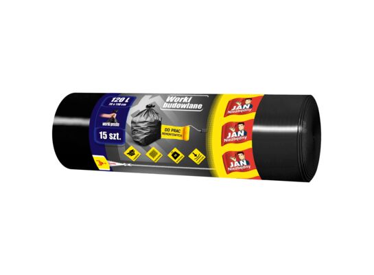 Worki na śmieci LD budowlane 120 l 15 sztuk Jan Niezbędny