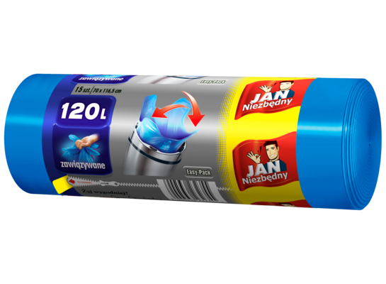 Worki na śmieci HD Easy-pack niebieske 120 l 15 sztuk Jan Niezbędny