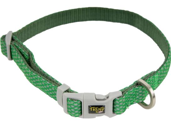 Obroża regulowana odblaskowa 25 mm/40-66 cm zielona TREND DOTS