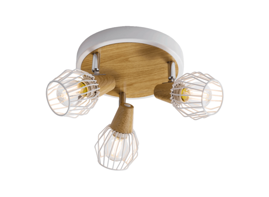 Plafon Tameta 3xE14 40 W biały-jasne drewno