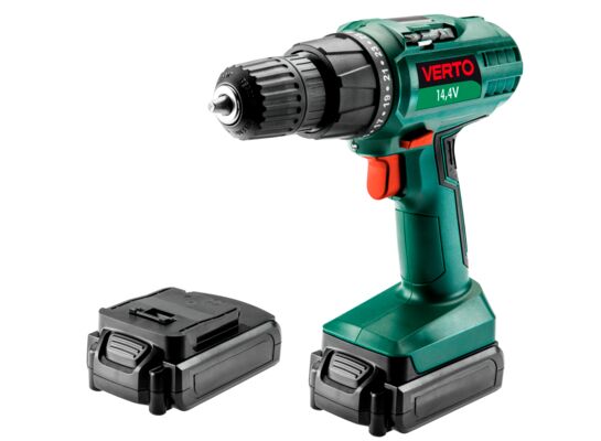 Wiertarko - wkrętarka akumulatorowa 2 x 14,4 V, Li-Ion / 1,3 Ah, walizka VERTO