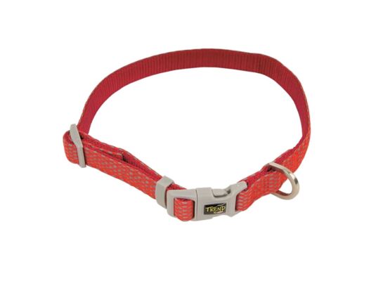 Obroża regulowana odblaskowa 25 mm/40-66 cm czerwona TREND DOTS