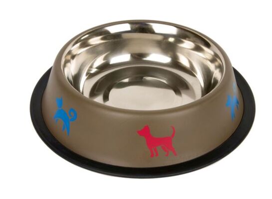 Miska metal na gumie PIESKI 1,89 l brązowa