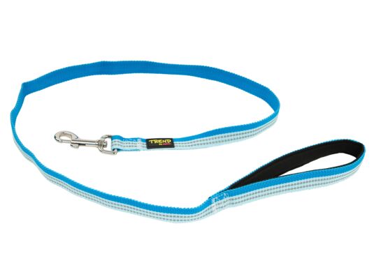 Smycz odblaskowa 15 mm/1,2m niebieska TREND STRIPE