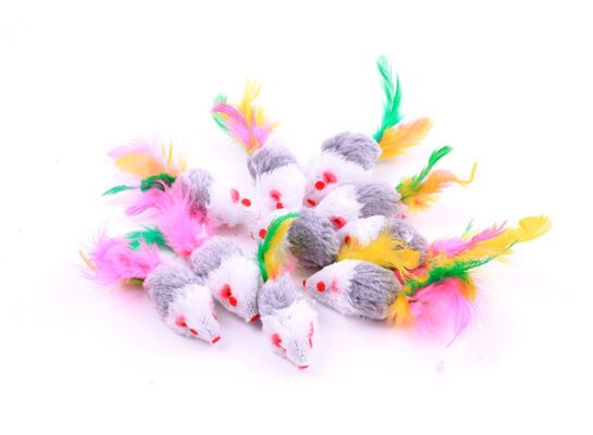 Zabawka dla kota myszki futrzane + piórka 5 cm 10 szt. CHICO