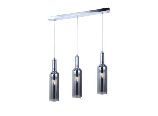 Lampa wisząca Bootle 3 płomienna chrom smokey E27