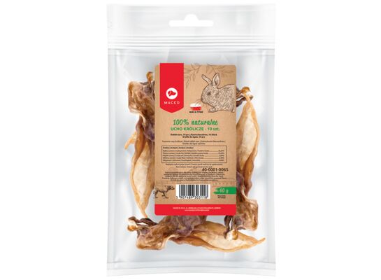 Przysmak suszony ucho królicze 10 szt Maced