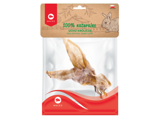 Przysmak suszony ucho królicze 2 sztuki 25 g Maced