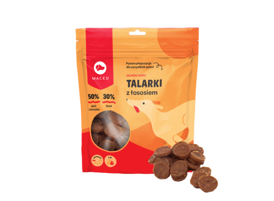 Karma uzupełniająca dla psów talarki z łososia 500 g Maced