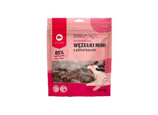 Karma uzupełniająca dla psów węzełki z kaczki 500 g Maced