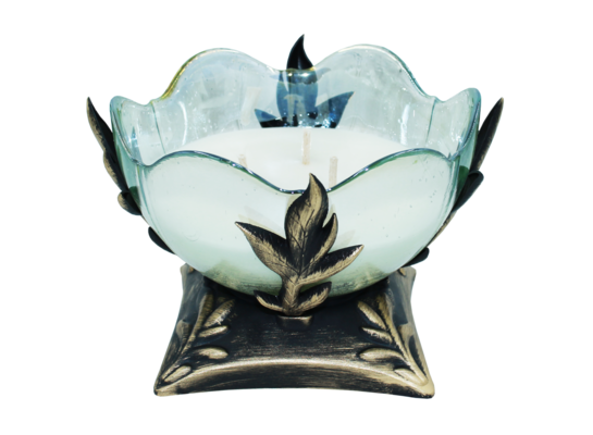 Znicz szklany otwarty waza ZBR 14 cm złoty