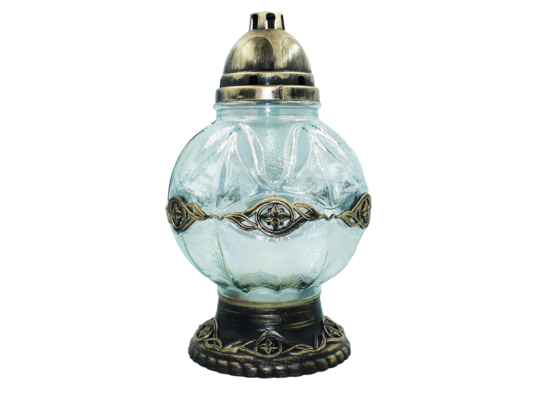 Znicz szklany szklany Kula z aplikacją ZKUL 5 33 cm złoty