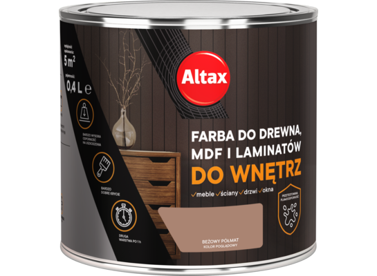 Farba do drewna, mdf, laminat 400 ml beżowy ALTAX