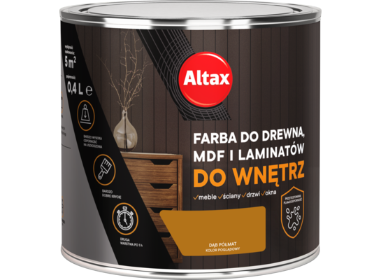 Farba do drewna, mdf, laminat 400 ml dąb ALTAX