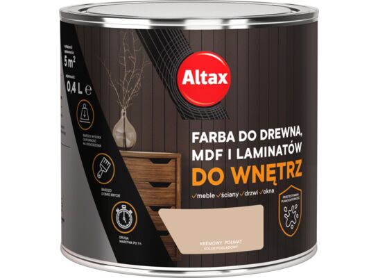 Farba do drewna, mdf, laminat 400 ml kremowy ALTAX