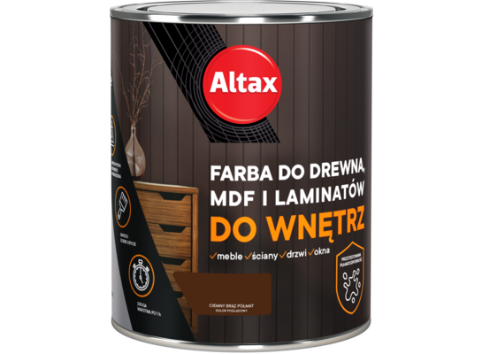 Farba do drewna, mdf, laminat 750 ml ciemny brąz ALTAX