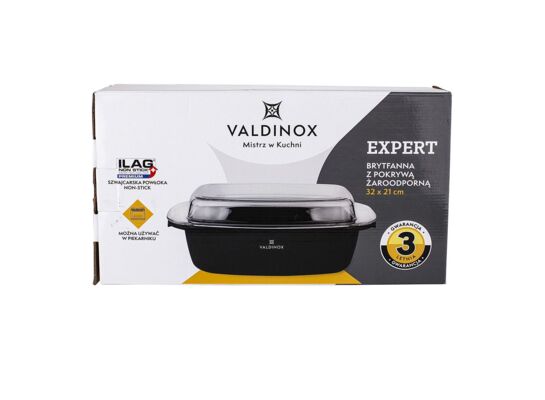 Brytfanna 32 x 21 cm prostokątna z pokrywą żaro VALDINOX EXPERT